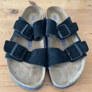 Birkenstock Arizona Soft Bed Black Size 8.5 39 Narrow $155 Retail